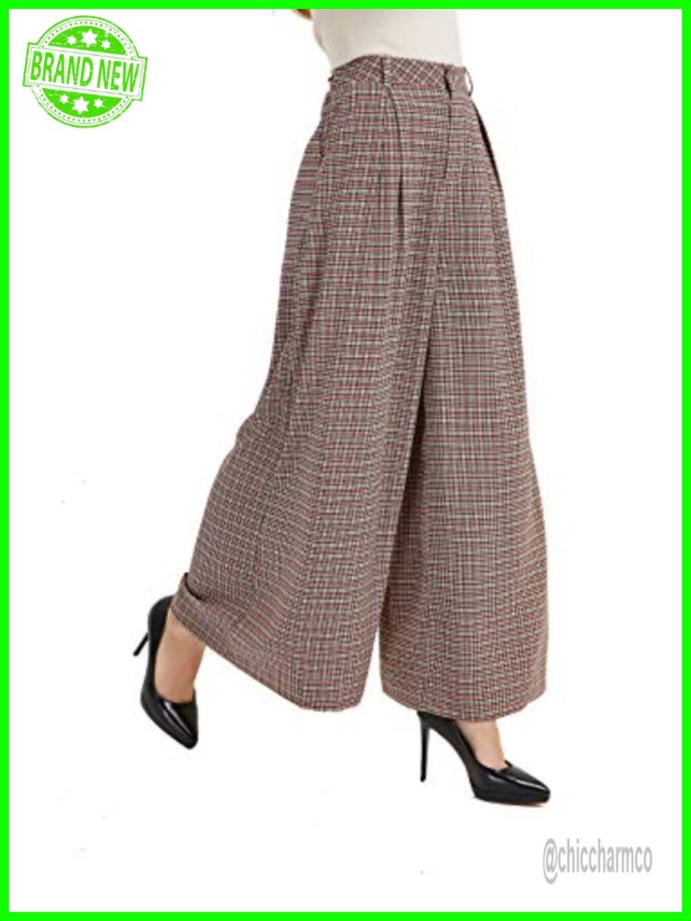 High Waist Wide Leg Palazzo Business Pants Pleated Zip Loose Fit